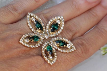 Emerald Flower Ring