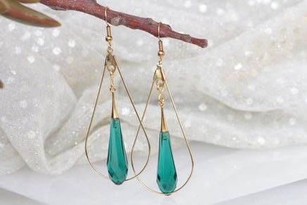 Emerald Hoop Earrings