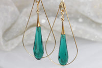 Emerald Hoop Earrings