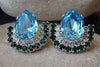 Emerald Lighe Blue Crystal Earrings