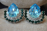 Emerald Lighe Blue Crystal Earrings