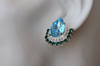 Emerald Lighe Blue Crystal Earrings