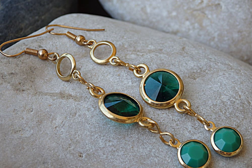 Emerald Rebeka Crystal Channels Earrings
