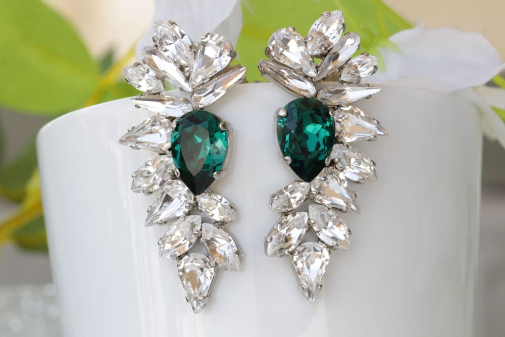 EMERALD WEDDING EARRINGS - Main Image