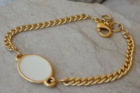 Enamel Jewelry. White Enamel Bracelet. Minimalist Gold Bracelet. Link And Chain Bracelet