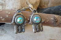 Engraved Hebrew Hamsa Earrings. Hand Of Luck Earrings. Blue Opal Rebeka Hamsa Earrings. Good Luck Protection Evil Eye Silver Earrings.