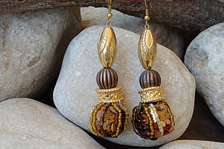 Ethnic Drop Ball Earrings