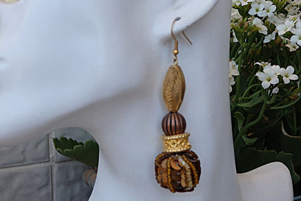 Ethnic Drop Ball Earrings