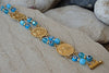 Evil Eye Bracelet. Coin Elizabeth Jewelry. Beaded Bracelet. Turquoise And Gold Bracelet. Turkish Eye Bracelet. Charms Protection Jewelry