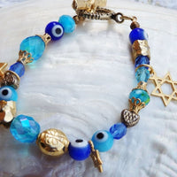 Evil Eye Bracelet. Evil Eye Jewelry. Star Of David Jewelry. Blue Eye Bracelet