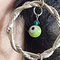 Evil Eye Green Agate Earrings