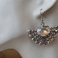 Fan Earrings. Triangle Earrings. Crystals Rebeka Earrings. Triangular Earrings. Bridal Ab Crystal Earrings. Bridesmaid Silver Earrings .