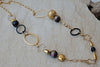 Fashion Long Necklace. Mixed Beads Necklace. Black Onyx Gemstone Necklace. Statement Necklace. Long Gold Necklace. Hoops Circle Necklace