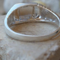 Fine Silver Ring. Patterned Ring. Signet Ring. Seal Ring.sterling Silver Ring. Texture Ring. Clean Lines