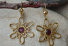 Flower Dangle Earrings. Purple Rebeka Earrings. Gold Wire Wrapped Flower Earrings. Women Jewelry Gift For Woman. Gold Plated Earrings