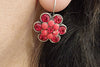 Flower Rebeka Earrings. Floral Drop Earrings. Halo Silver Or Gold Earrings. Green Bridesmaids Earrings. Floral Jewelry Gift For Women