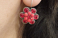 Flower Rebeka Earrings. Floral Drop Earrings. Halo Silver Or Gold Earrings. Green Bridesmaids Earrings. Floral Jewelry Gift For Women