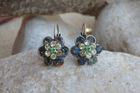 Flower Rebeka Earrings. Floral Drop Earrings. Halo Silver Or Gold Earrings. Green Bridesmaids Earrings. Floral Jewelry Gift For Women