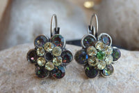 Flower Rebeka Earrings. Floral Drop Earrings. Halo Silver Or Gold Earrings. Green Bridesmaids Earrings. Floral Jewelry Gift For Women