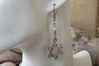 Fresh Water Pearl Star Of David Earrings. Magen David Earrings With Pearl. Jewish Jewelry. Rebeka Butterfly Magen David Dangle Earrings