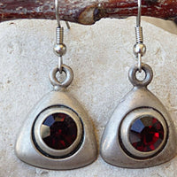Garnet Rebeka Earrings. Boho Dark Red Gemstone Earrings. Red Crystal Earrings. Triangular Earrings.silver Geometric Earring.women Jewlery