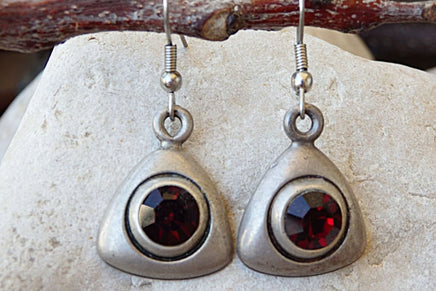 Garnet Rebeka Earrings. Boho Dark Red Gemstone Earrings. Red Crystal Earrings. Triangular Earrings.silver Geometric Earring.women Jewlery