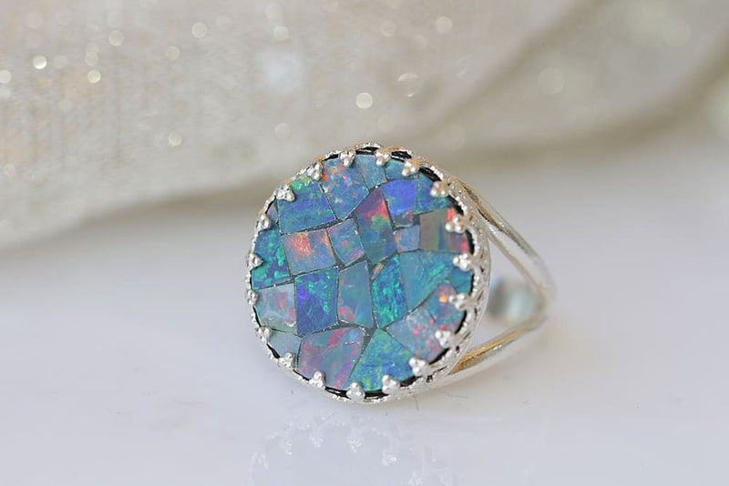 Deep Green Australian Opal Ring - Austral Stones