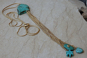 Genuine Turquoise Tassel Necklace