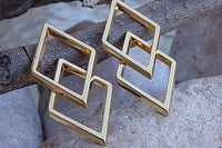 Geometric Classic Square Earrings. Gold Stud Earrings. Minimalist Jewelry . Big Gold Stud Earrings . Modern Minimal. Geometric Jewelry