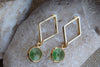Geometric Green Earrings. Gold Rhombus Earrings. Green Rebeka Earrings. Rhombus Stud Earrings. Green Dangle Earrings. Geometric Jewelry