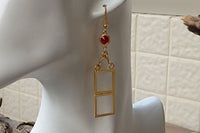 Geometric Shapes Earrings. Red Rebeka Earrings. Mothers Day Gifts. Gemstone Jewelry For Wife. Simple Everyday Hanging Square Earrings.