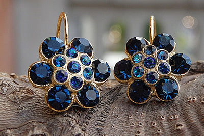 Giff For Moms. Navy Blue Rebeka Earrings. For Wife. For Friendship
