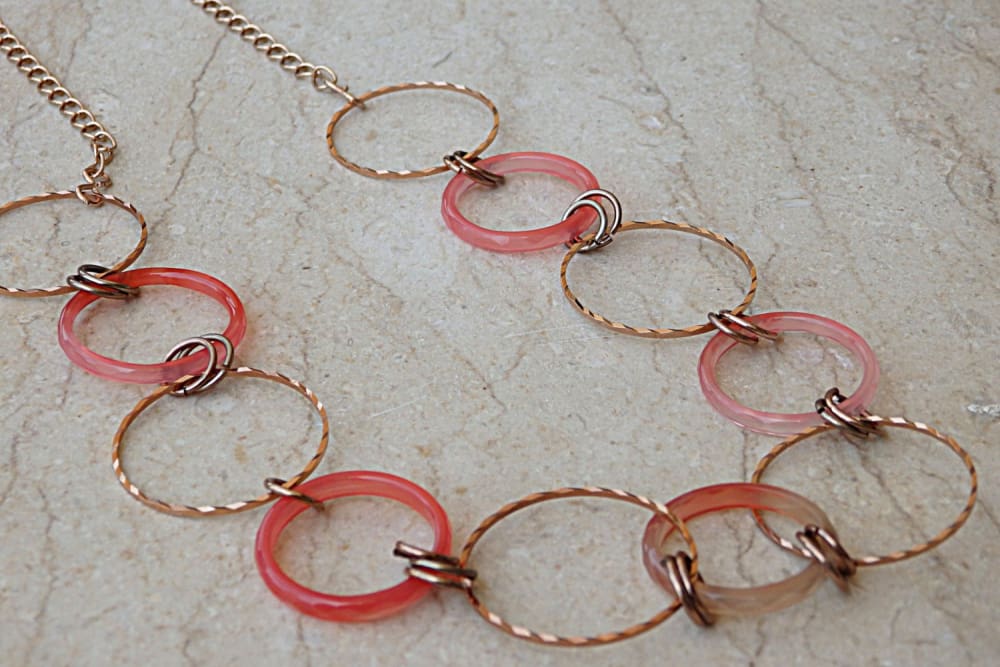 Gold Agate Necklace. Circles Necklace. Gold Link Necklace. Long Rose Gold Necklace. Gold Hoop Necklace. Red Necklace.trendy Modern Necklaces
