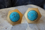Gold And Turquoise Earrings Stud