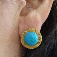 Gold And Turquoise Stud Earrings