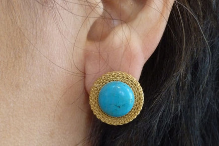 Gold And Turquoise Stud Earrings