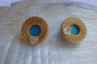 Gold And Turquoise Stud Earrings