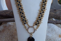 Gold Beaded Y Necklace