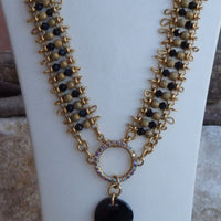 Gold Beaded Y Necklace