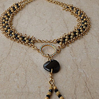 Gold Beaded Y Necklace