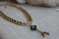 Gold Beaded Y Necklace