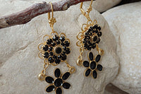 Gold Black Earrings