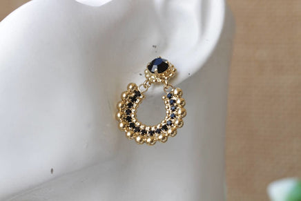 Gold Black Earrings