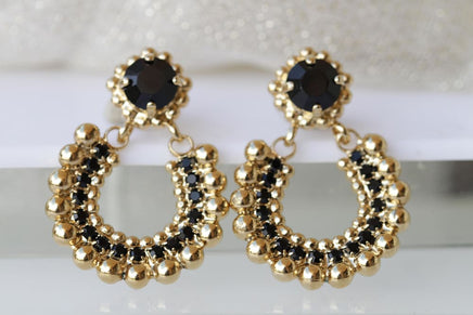 Gold Black Earrings