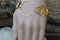 Gold Bracelet. Coin Jewelry. Elizabeth Second Coin Jewelry. Hoops Bracelet. Coin Charm Bracelet. Bohemian Coin Bracelet. Gypsy Bracelet