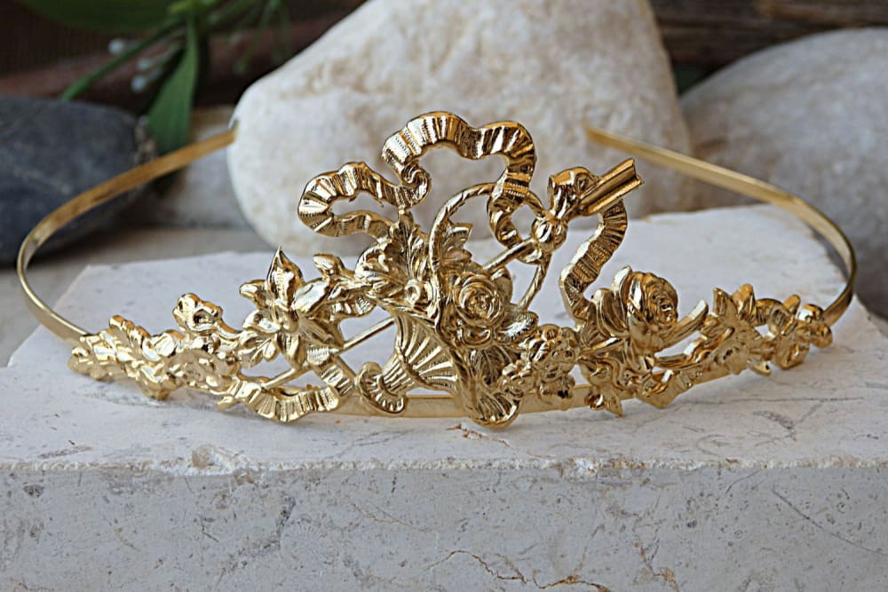 Gold bridal tiara Rebekajewelry