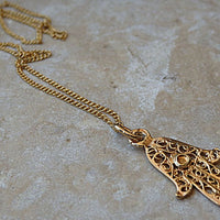 Gold Filigree Hamsa Necklace. Hamsa Charm Necklace. Hamsa Bat Mitzvah Gift. Goldfilled Hand Charm Necklace. Gold Filigree Hand Of Fatima