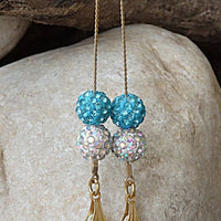 Gold Filled Earrings. Dainty Rebeka Earrings. Delicate Turquoise Earrings. Long Gold Earrings. Ball Gold Teardrop Crystal Ab Earrings.