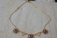 Gold Filled Heart And Flowers Necklace