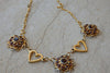 Gold Filled Heart And Flowers Necklace